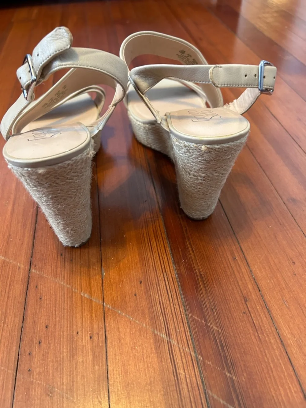 Franco Sarto Espadrille Wedge Sandals Size 10 Cream Ankle Strap Platform Summer